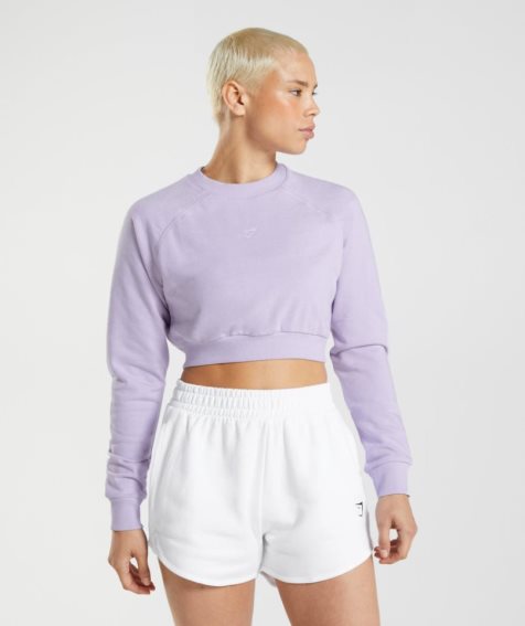 Women's Gymshark Training Cropped Sweatshirts Light Purple | CA D30617